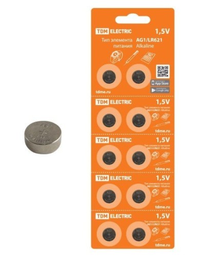 AG1/LR621 Alkaline 1,5V BP-10 TDM (SQ1702-0045). Элемент питания. TDM ЕLECTRIC в Норильске