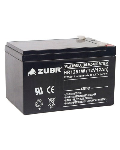 ZUBR HR 1251W (12V, 12Ah). Аккумулятор герметичный свинцово-кислотный. ZUBR в Норильске