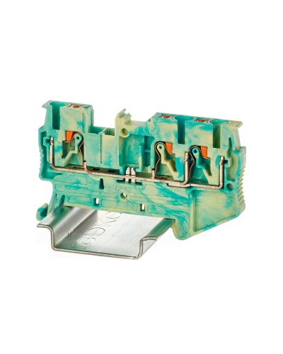 Клемма заземления, 3 точки подключения, 2.5 кв.мм (VPR-2.5-TWIN-PE-YG). Клемма заземления, зажим push-in. ДКС в Норильске
