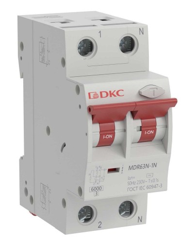 YON max MDR, 1P+N, 30mA, 10A, 6kA, А (MDR63N-1N2C10-A). Автоматический выключатель дифференциального тока. ДКС в Норильске