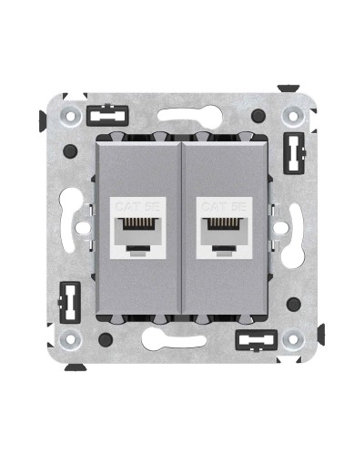 Розетка RJ-45 в стену, кат.5E, Avanti, двойная, закаленная сталь (4404664). Розетка компьютерная. ДКС в Норильске