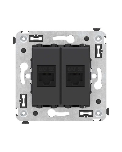 Розетка RJ-45 в стену, кат.5E, Avanti, двойная, черный матовый (4412664). Розетка компьютерная. ДКС в Норильске