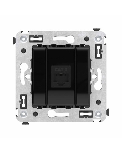 Розетка RJ-45 в стену, кат.6E, Avanti, одинарная, черный квадрат (4402693). Розетка компьютерная. ДКС в Норильске