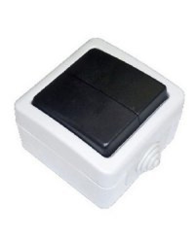 Переключатель двухклавишный 2-полюсный с 2 мест EF602SA, серый, LK Aqua (80006). Переключатель. Экопласт в Норильске