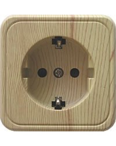 Розетка одинарная открытой установки с з/к, сосна, LK Standard (813225). Розетка с заземляющими контактами и защитными шторками. Экопласт в Норильске
