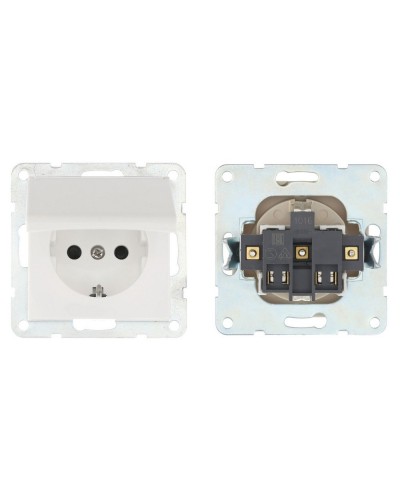 Розетка с з/к, шторками и крышкой, белый LK80 (843404-1). Розетка. Экопласт в Норильске