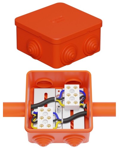 Коробка JBS080 85х85х50, 6 вых., 3P (0,15-10,0 мм²) (43301HF). Коробка монтажная, огнестойкая, без галогена. Экопласт в Норильске